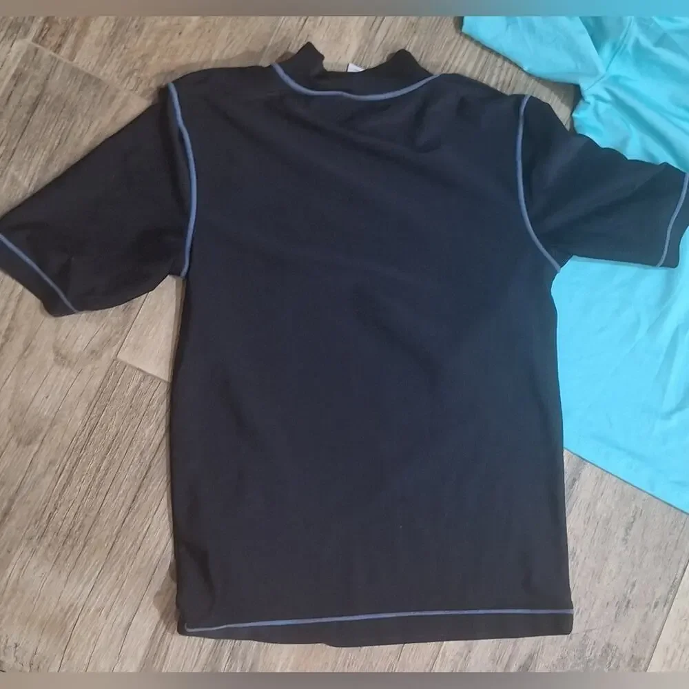 2 Pc Cherokee/Cat & Jack Kids Swim Rashguards - Black & Blue Sz 12/14 #1894